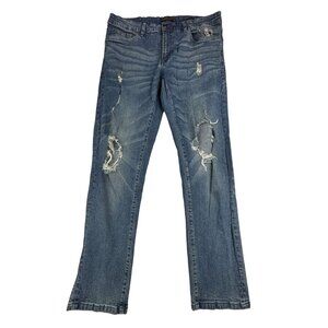 Indigo Beast Jeans Mens Distressed Slim Straight 36x32